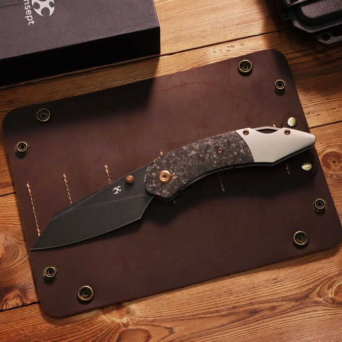 Kansept K1151A1 K9 (CPM S35VN, Blackwash, Modified Wharncliffe, Shred Carbon Fiber & Plain Titanium) Folding Knife