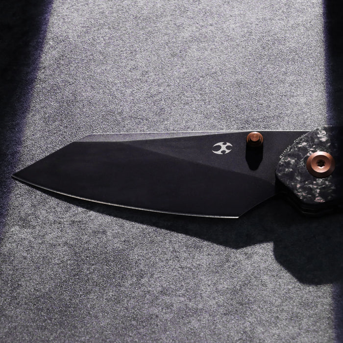 Kansept K1151A1 K9 (CPM S35VN, Blackwash, Modified Wharncliffe, Shred Carbon Fiber & Plain Titanium) Folding Knife