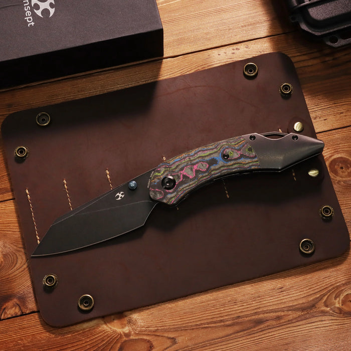 Kansept K1151A3 K9 (CPM S35VN, Modified Wharncliffe, Blackwash, 80S Camo Carbon & Blackwash Titanium) Folding Knife
