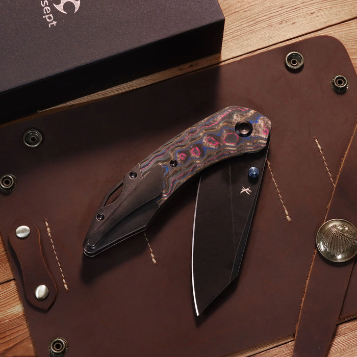 Kansept K1151A3 K9 (CPM S35VN, Modified Wharncliffe, Blackwash, 80S Camo Carbon & Blackwash Titanium) Folding Knife
