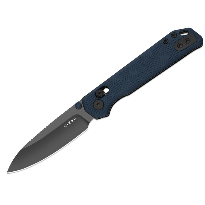 Kizer Ki3458.2CDA1 Begleiter 2.9 (S35VN, Drop Point, Matte DLC Ultra, Blue Aluminum, Clutch Lock) Pocket Knife