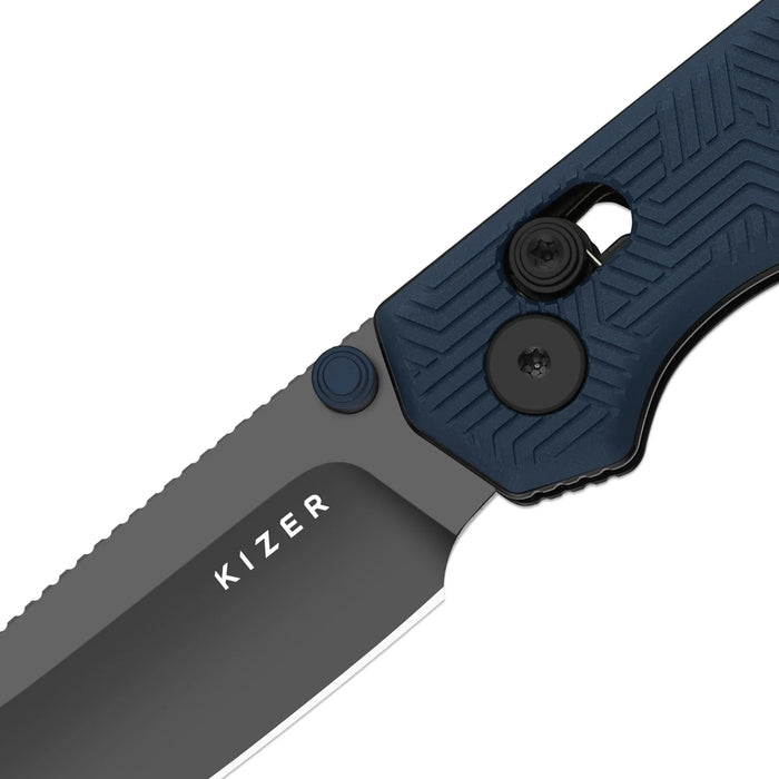 Kizer Ki3458.2CDA1 Begleiter 2.9 (S35VN, Drop Point, Matte DLC Ultra, Blue Aluminum, Clutch Lock) Pocket Knife