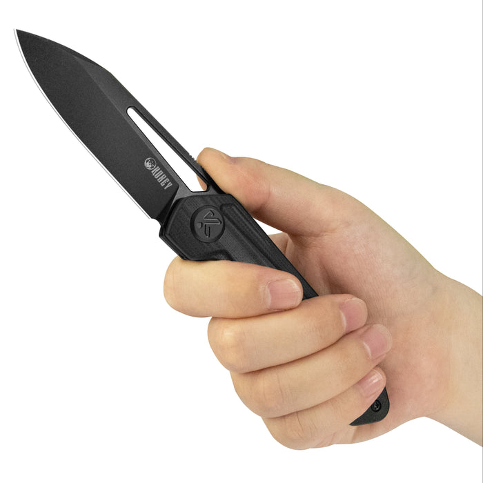 Kubey KU321X Royal (14C28N, Clip Point, Blackwash, Black G10, Liner Lock) Folding Pocket Knife