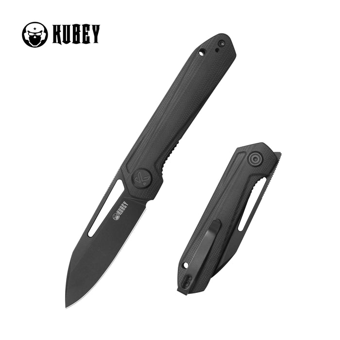 Kubey KU321X Royal (14C28N, Clip Point, Blackwash, Black G10, Liner Lock) Folding Pocket Knife