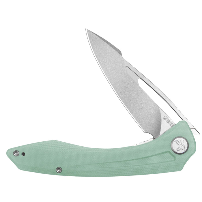 Kubey KU345R Merced (14C28N, Drop Point, Beadblast, Jade G10, Liner Lock) Folding Pocket Knife