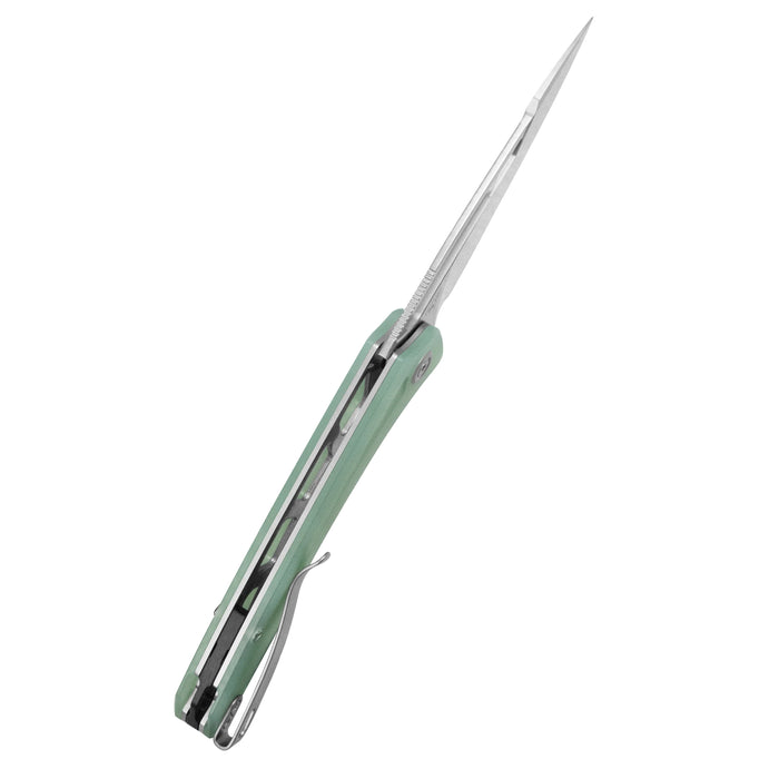 Kubey KU345R Merced (14C28N, Drop Point, Beadblast, Jade G10, Liner Lock) Folding Pocket Knife