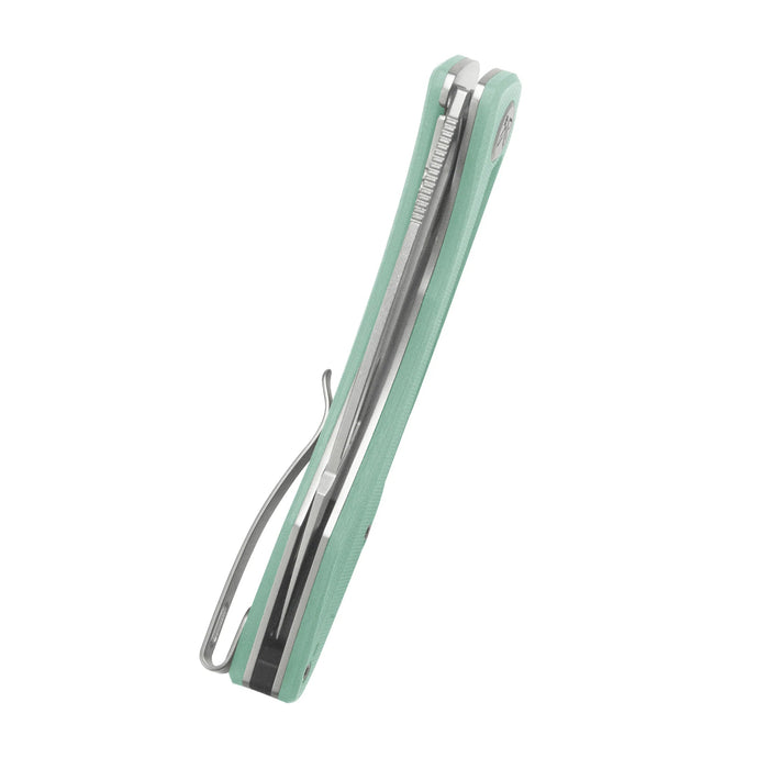 Kubey KU345R Merced (14C28N, Drop Point, Beadblast, Jade G10, Liner Lock) Folding Pocket Knife