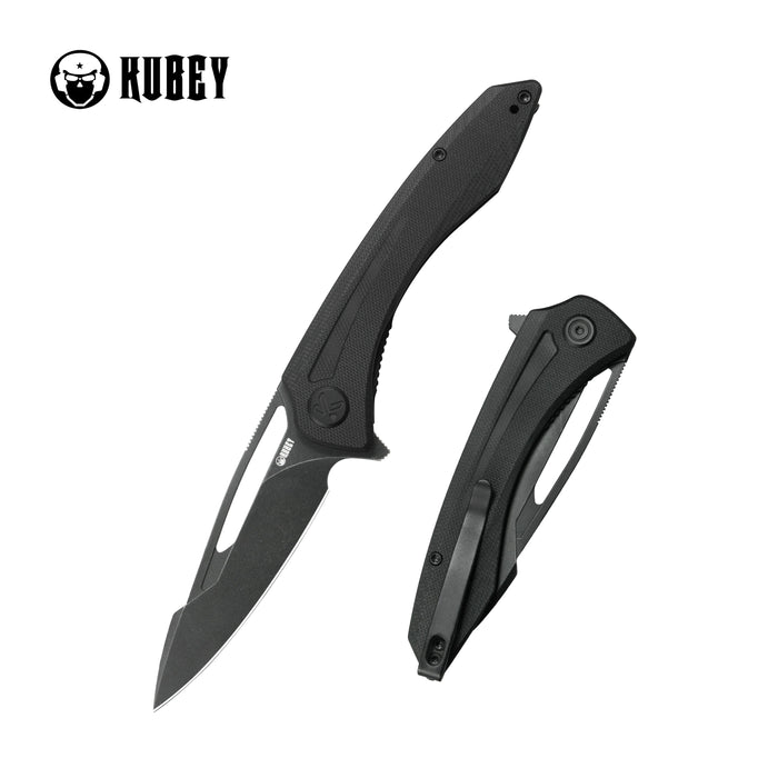 Kubey KU345T Merced (14C28N, Drop Point, Blackwash, Black G10, Liner Lock) Folding Pocket Knife