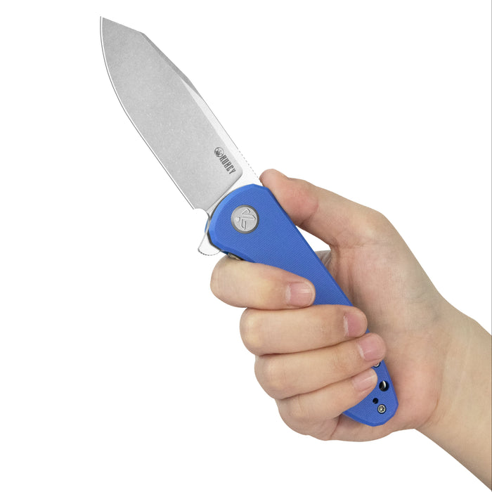 Kubey KU358M Master Chief (14C28N, Reverse Tanto, Beadblast, Blue G10, Liner Lock) Folding Pocket Knife