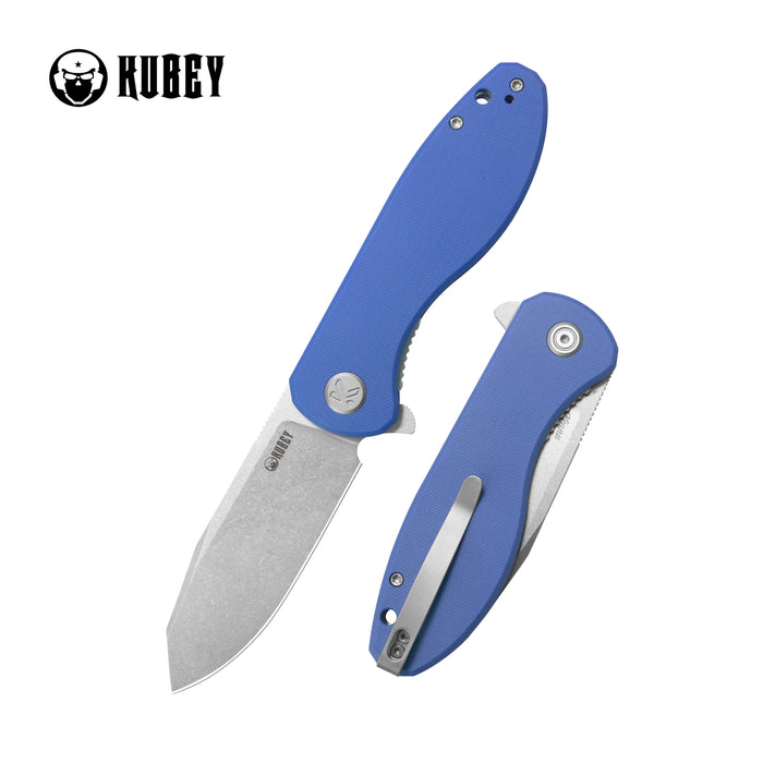 Kubey KU358M Master Chief (14C28N, Reverse Tanto, Beadblast, Blue G10, Liner Lock) Folding Pocket Knife