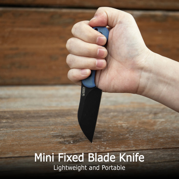 Kubey KU412E RockHopper (14C28N, Wharncliffe, Beadblast, Green Micarta) Fixed Blade Knife
