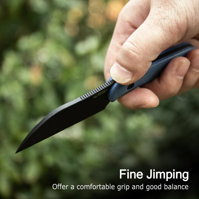 Kubey KU412E RockHopper (14C28N, Wharncliffe, Beadblast, Green Micarta) Fixed Blade Knife