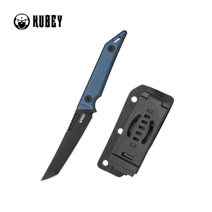 Kubey KU430D Goliath (14C28N, Tanto Point, Blackwash, Denim Micarta) Fixed Blade Knife