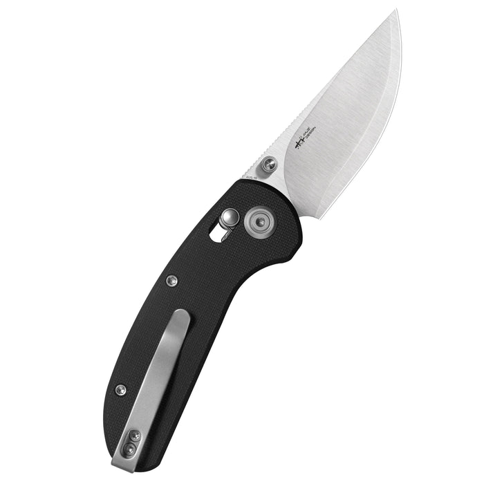 Kubey KU449A Sparrow (San Mai AUS-10, Drop Point, Satin, Black G10, Crossbar Lock) Folding Pocket Knife