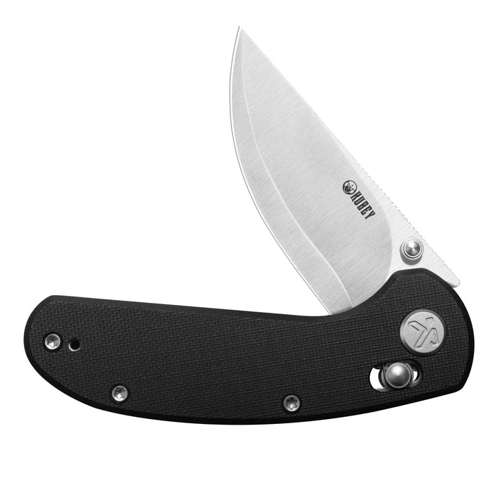 Kubey KU449A Sparrow (San Mai AUS-10, Drop Point, Satin, Black G10, Crossbar Lock) Folding Pocket Knife