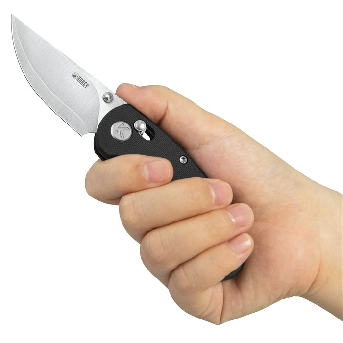 Kubey KU449A Sparrow (San Mai AUS-10, Drop Point, Satin, Black G10, Crossbar Lock) Folding Pocket Knife