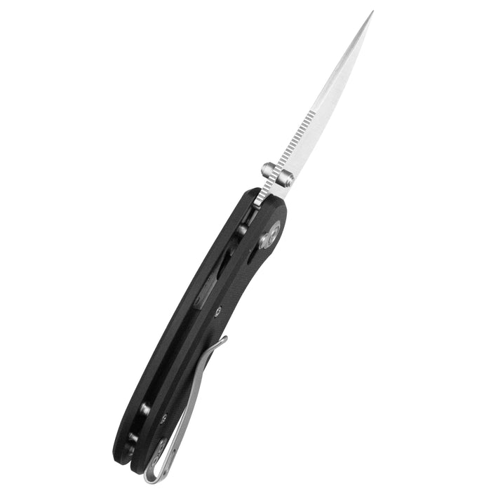 Kubey KU449A Sparrow (San Mai AUS-10, Drop Point, Satin, Black G10, Crossbar Lock) Folding Pocket Knife