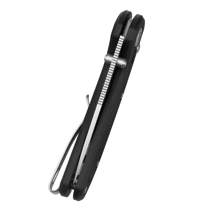 Kubey KU449A Sparrow (San Mai AUS-10, Drop Point, Satin, Black G10, Crossbar Lock) Folding Pocket Knife
