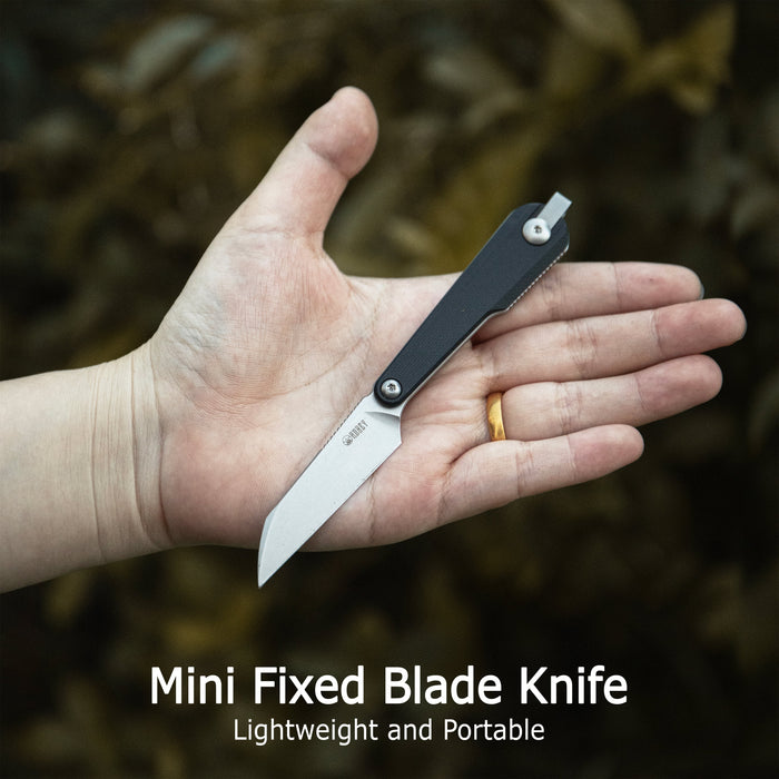 KUBEY KU450C YAG (14C28N, Sheepsfoot, Blackwash, Brown Micarta, Kydex Sheath) Fixed Blade Knife