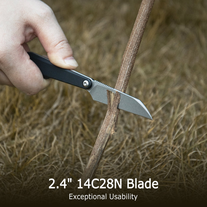 KUBEY KU450C YAG (14C28N, Sheepsfoot, Blackwash, Brown Micarta, Kydex Sheath) Fixed Blade Knife