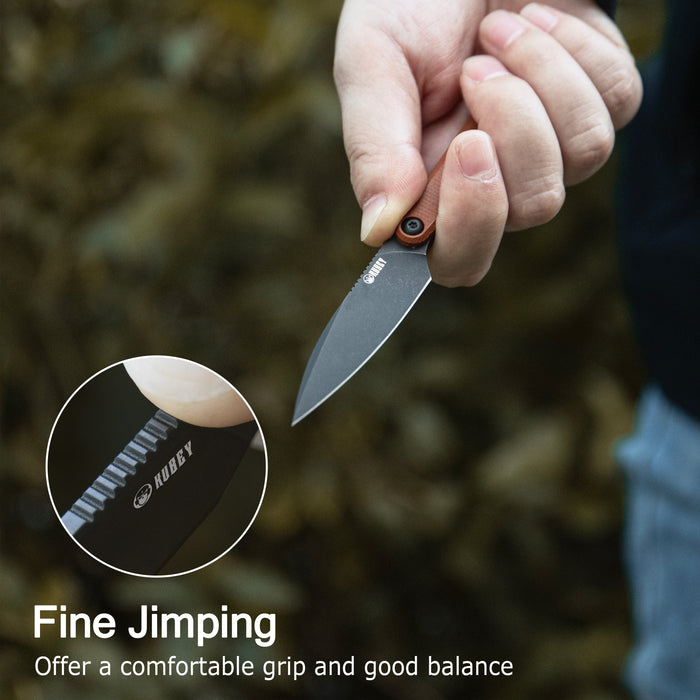 Kubey KU452C YAG (14C28N, Wharncliffe, Blackwash, Brown Micarta, Kydex Sheath) Fixed Blade Knife