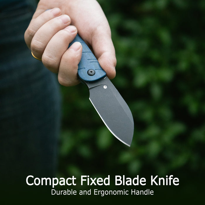 KUBEY KU455D Microburst (14C28N, Sheepsfoot, Blackwash, Brown Micarta, Kydex Sheath) Fixed Blade Knife