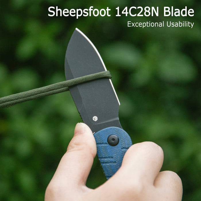 KUBEY KU455D Microburst (14C28N, Sheepsfoot, Blackwash, Brown Micarta, Kydex Sheath) Fixed Blade Knife