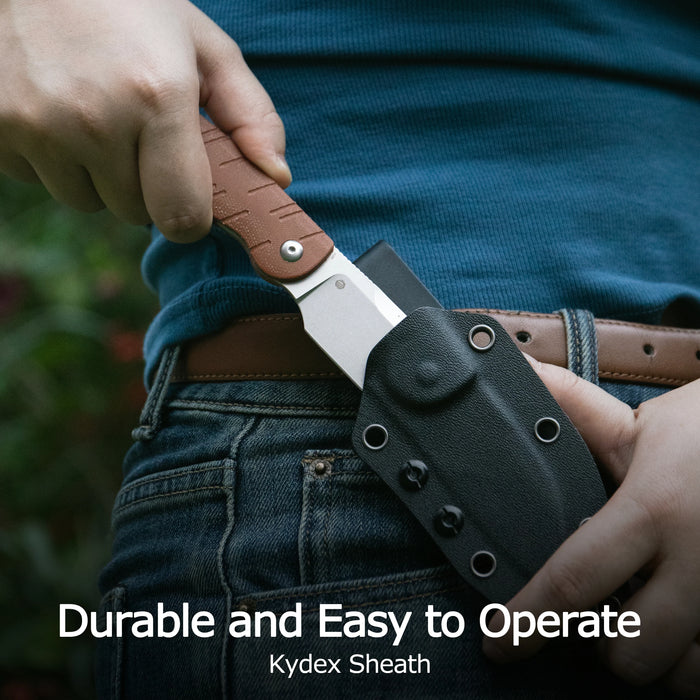 KUBEY KU455C Microburst (14C28N, Sheepsfoot, Blackwash, Blue Micarta, Kydex Sheath) Fixed Blade Knife