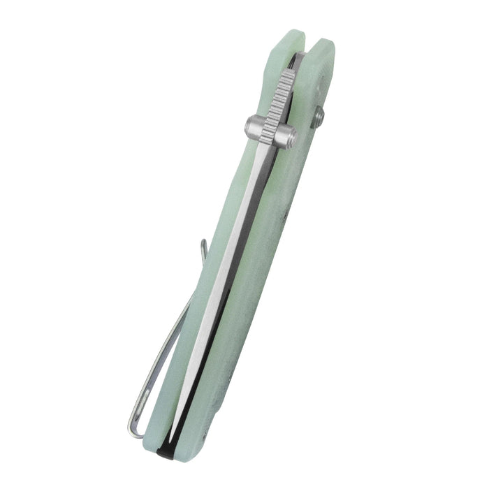 Kubey KU464B Geri (14C28N, Clip Point, Satin, Jade G10, Crossbar Lock) Folding Pocket Knife