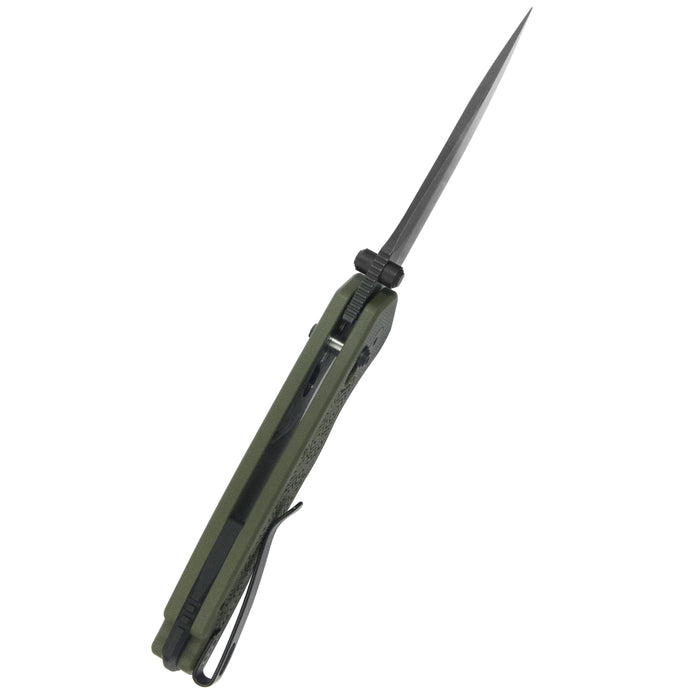 Kubey KU464C Geri (14C28N, Clip Point, Blackwash, OD Green G10, Crossbar Lock) Folding Pocket Knife