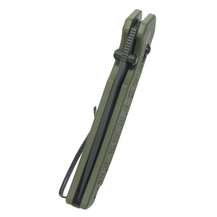 Kubey KU464C Geri (14C28N, Clip Point, Blackwash, OD Green G10, Crossbar Lock) Folding Pocket Knife
