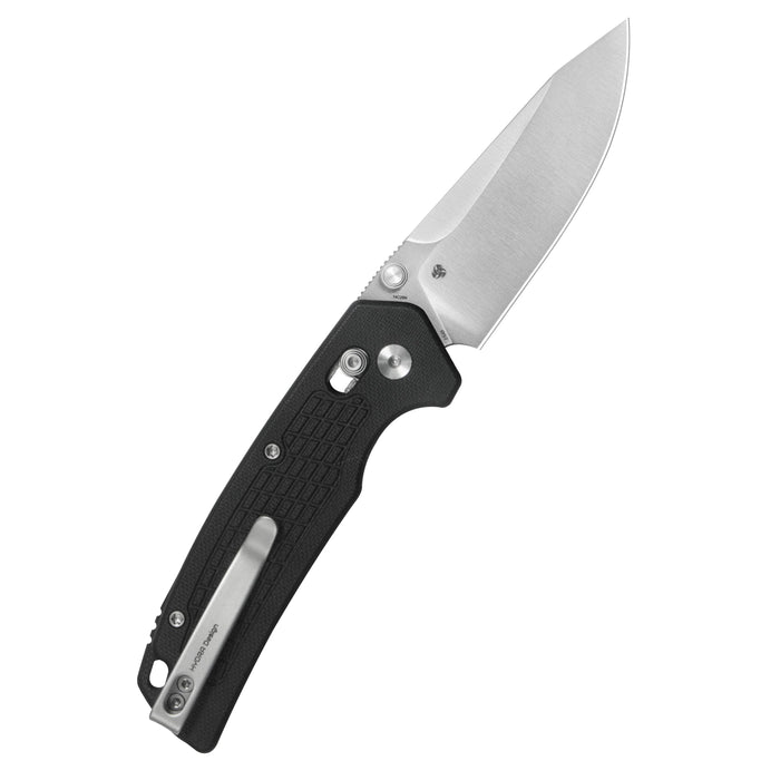 Kubey KU465A Freki (14C28N, Drop Point, Satin, Black G10, Crossbar Lock) Folding Pocket Knife