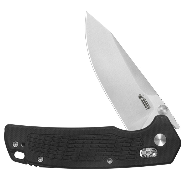 Kubey KU465A Freki (14C28N, Drop Point, Satin, Black G10, Crossbar Lock) Folding Pocket Knife