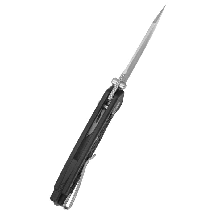 Kubey KU465A Freki (14C28N, Drop Point, Satin, Black G10, Crossbar Lock) Folding Pocket Knife