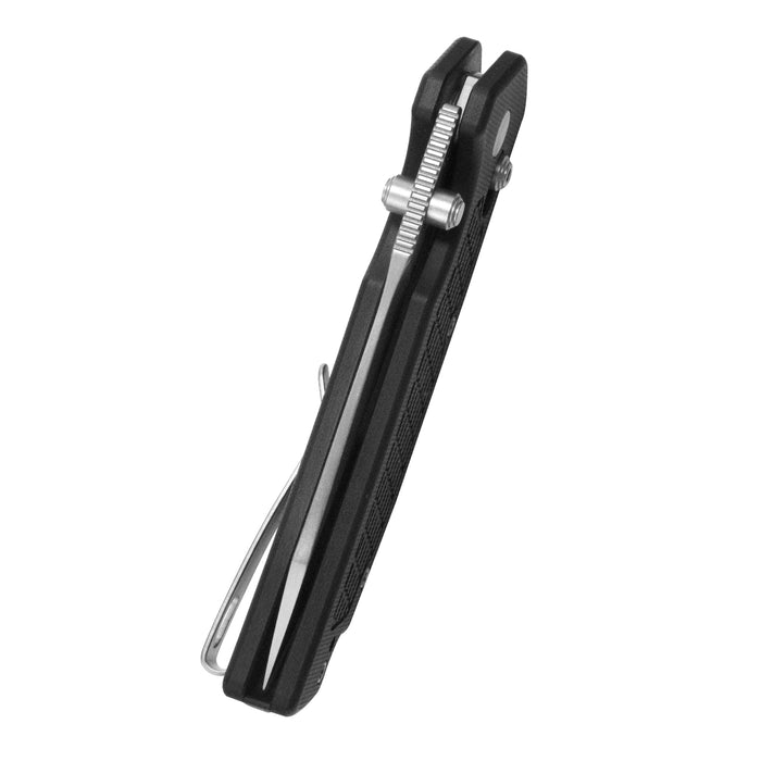 Kubey KU465A Freki (14C28N, Drop Point, Satin, Black G10, Crossbar Lock) Folding Pocket Knife
