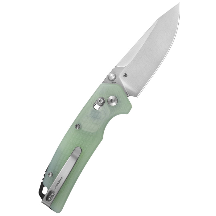 Kubey KU465B Freki (14C28N, Drop Point, Satin, Jade G10, Crossbar Lock) Folding Pocket Knife