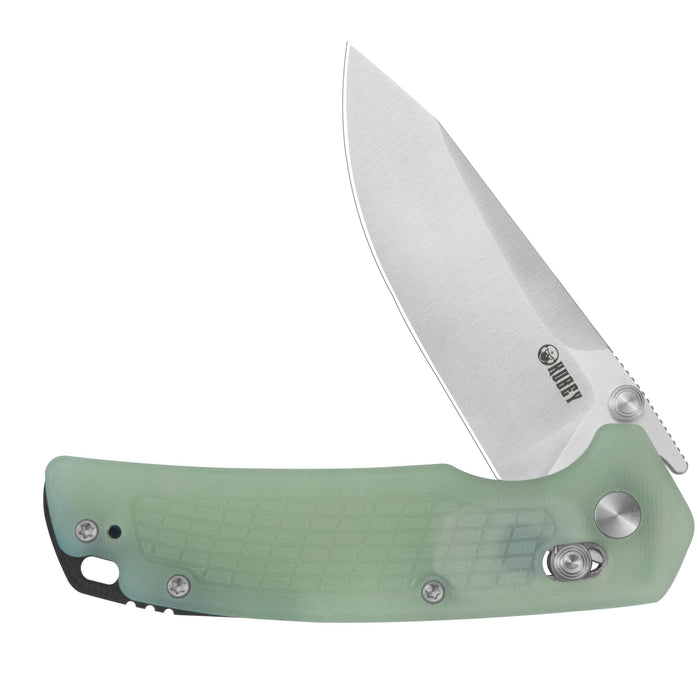 Kubey KU465B Freki (14C28N, Drop Point, Satin, Jade G10, Crossbar Lock) Folding Pocket Knife