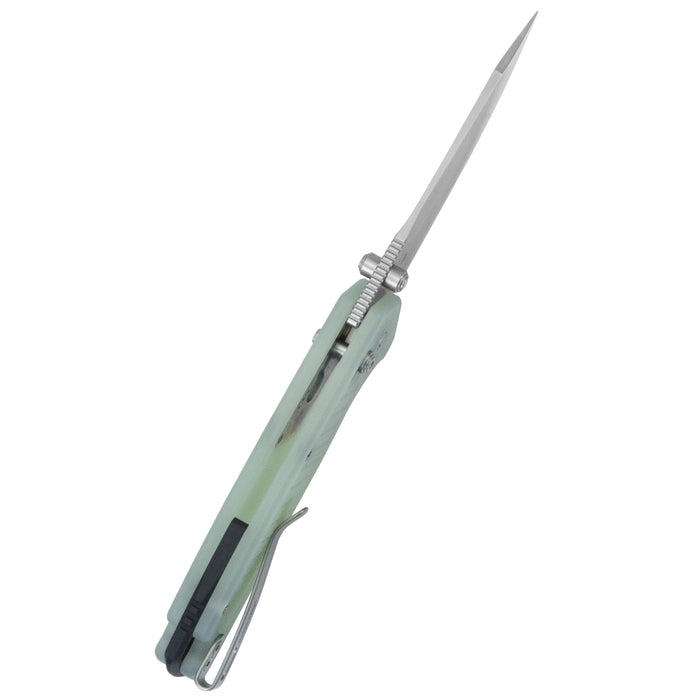 Kubey KU465B Freki (14C28N, Drop Point, Satin, Jade G10, Crossbar Lock) Folding Pocket Knife