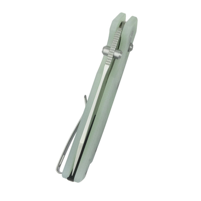 Kubey KU465B Freki (14C28N, Drop Point, Satin, Jade G10, Crossbar Lock) Folding Pocket Knife