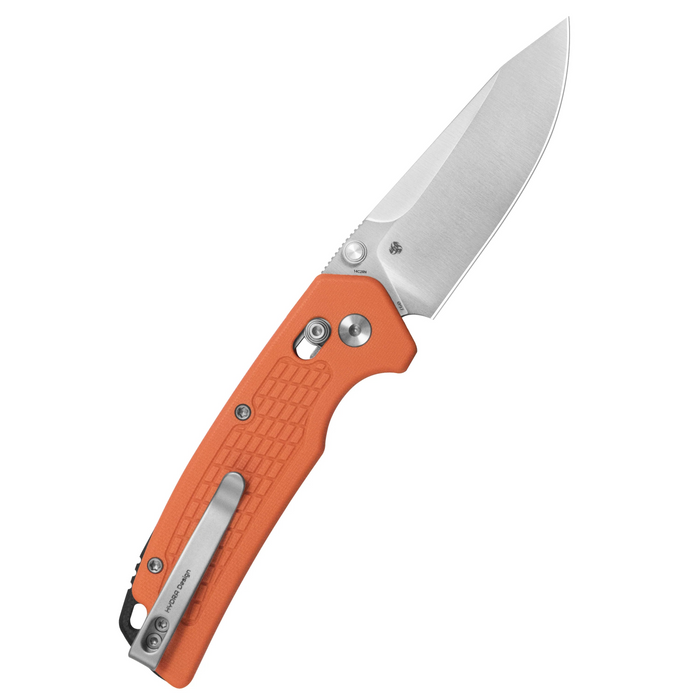 Kubey KU465C Freki (14C28N, Drop Point, Satin, Orange G10, Crossbar Lock) Folding Pocket Knife