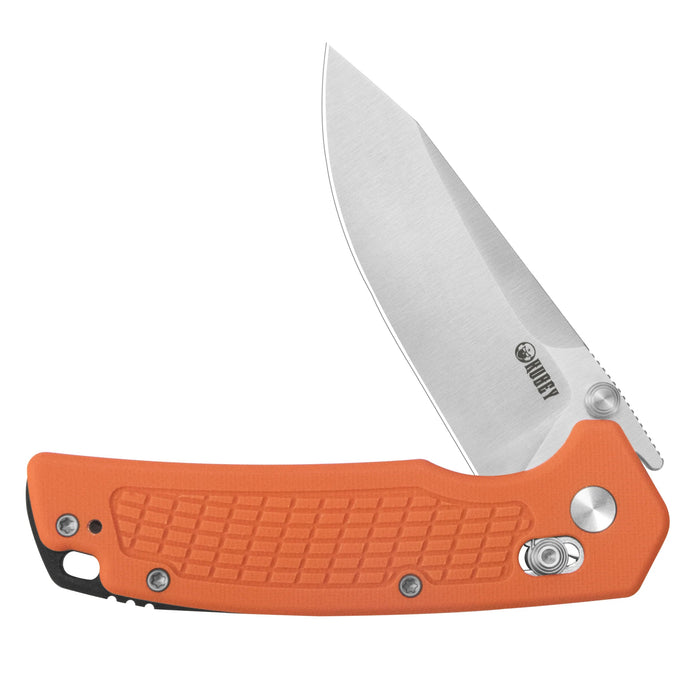 Kubey KU465C Freki (14C28N, Drop Point, Satin, Orange G10, Crossbar Lock) Folding Pocket Knife