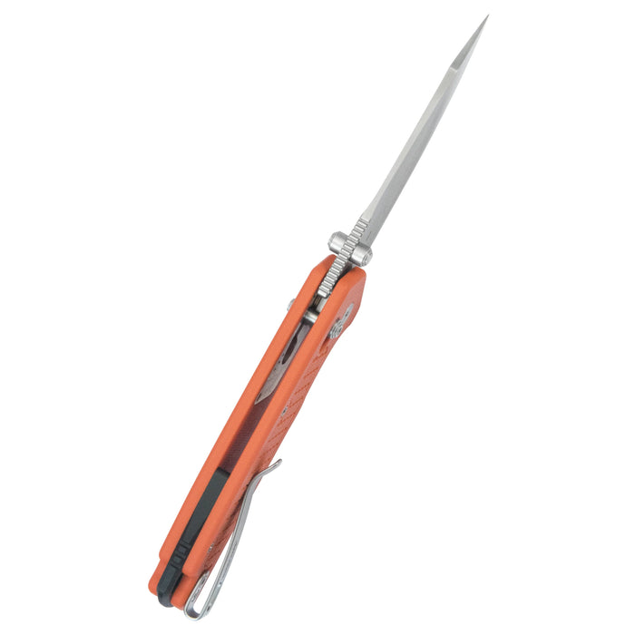 Kubey KU465C Freki (14C28N, Drop Point, Satin, Orange G10, Crossbar Lock) Folding Pocket Knife