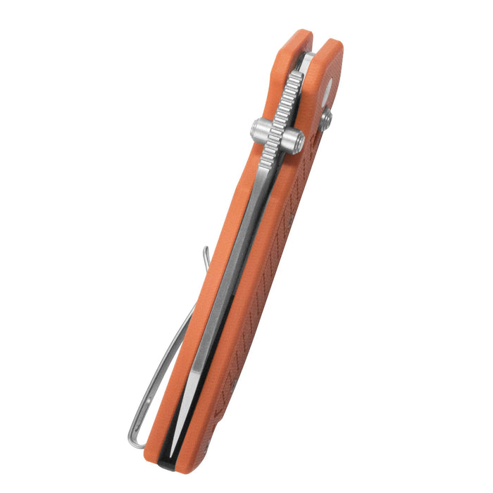 Kubey KU465C Freki (14C28N, Drop Point, Satin, Orange G10, Crossbar Lock) Folding Pocket Knife