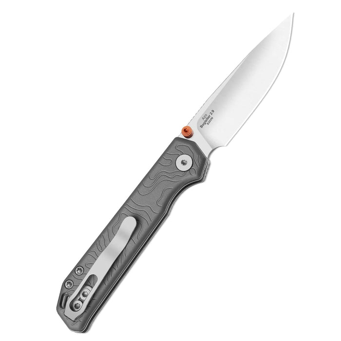 Kizer Ki3458.2BDA1 Begleiter 2.9 (S35VN, Drop Point, Satin, Gray Aluminum, Button Liner Lock) Pocket Knife