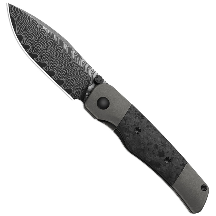 Kizer Ki3685A1 Coywolf (Damascus, Acid-Washed, Drop Point, Titanium/Carbon Fiber) Pocket Knife