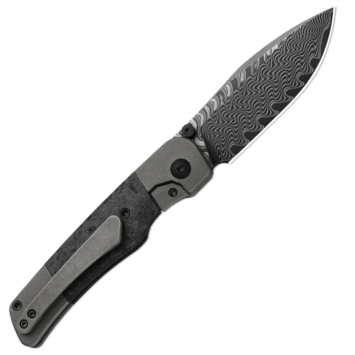 Kizer Ki3685A1 Coywolf (Damascus, Acid-Washed, Drop Point, Titanium/Carbon Fiber) Pocket Knife