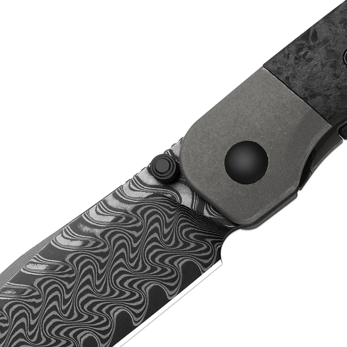 Kizer Ki3685A1 Coywolf (Damascus, Acid-Washed, Drop Point, Titanium/Carbon Fiber) Pocket Knife