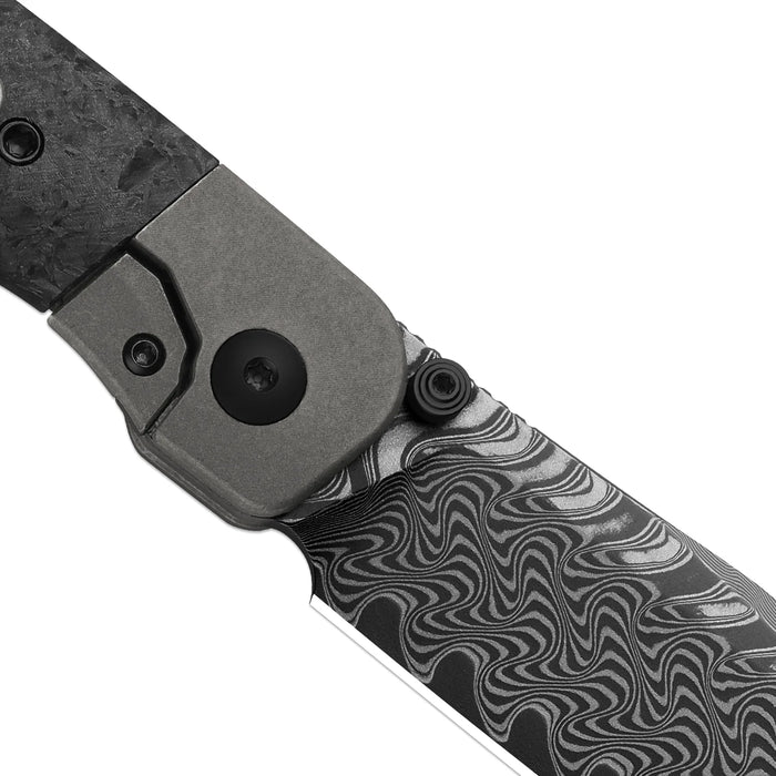 Kizer Ki3685A1 Coywolf (Damascus, Acid-Washed, Drop Point, Titanium/Carbon Fiber) Pocket Knife