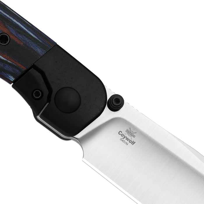 Kizer Ki3685A2 Coywolf (S45VN, Drop Point, Satin, Titanium/Wood) Pocket Knife