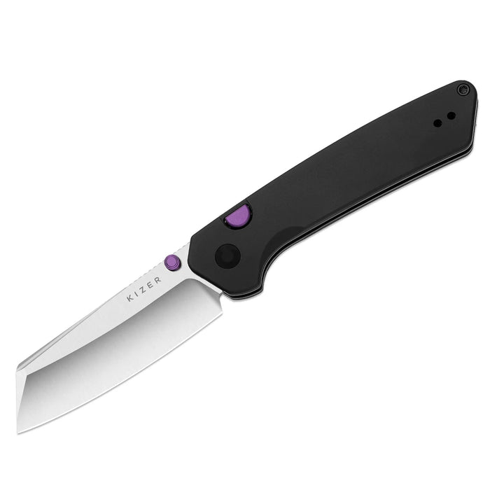 Kizer Ki3693A2 Madrac (S45VN, Sheepsfoot, Satin, Aluminum, Hollow Grind, Button Liner Lock) Pocket Knife